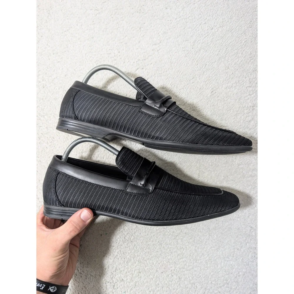 Giorgio Brutini Loafers Mens 8.5‎ Black Harry Woven Textile Penny Slip On Shoes